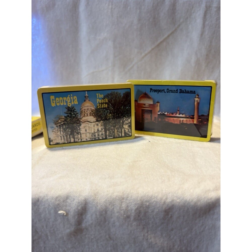 Vintage 2 New Sealed Playing Cards Georiga The Peach State, Freeport Bahamas
